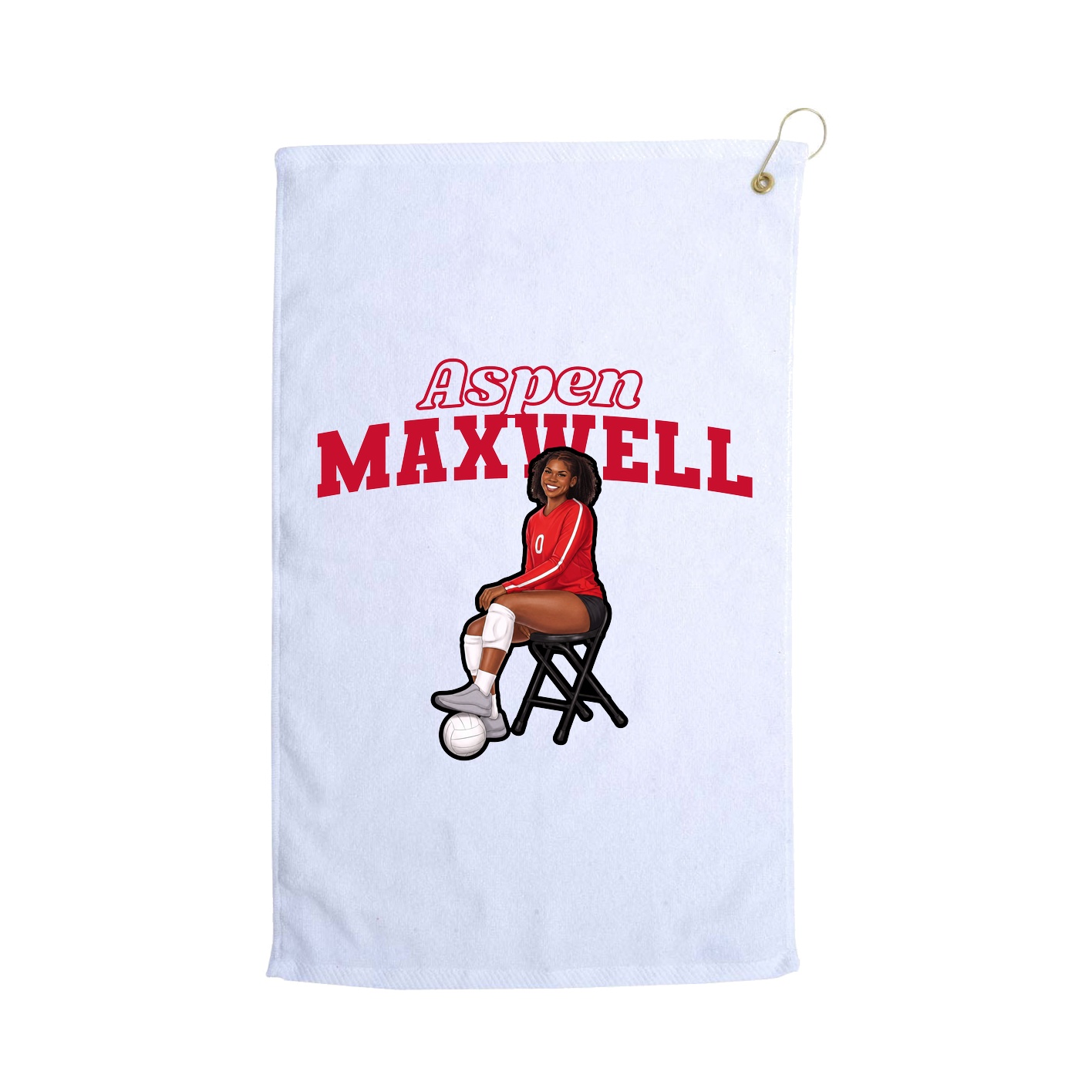 Golf Towel — Name Arch in White