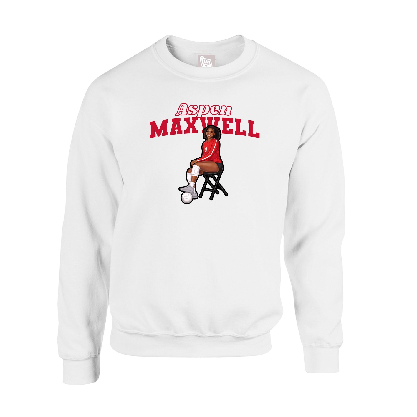 Fleece Crew — Name Arch in White