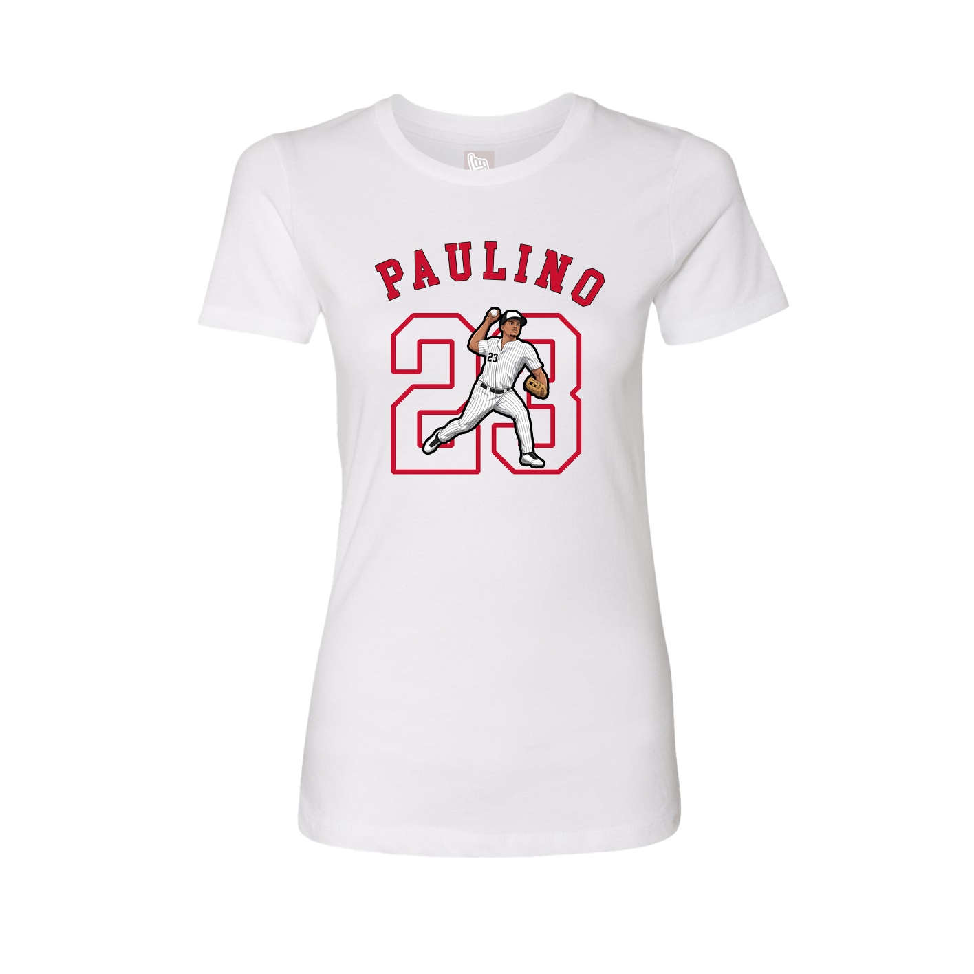 Fitted Women's Tee — Shirsey Arch in White