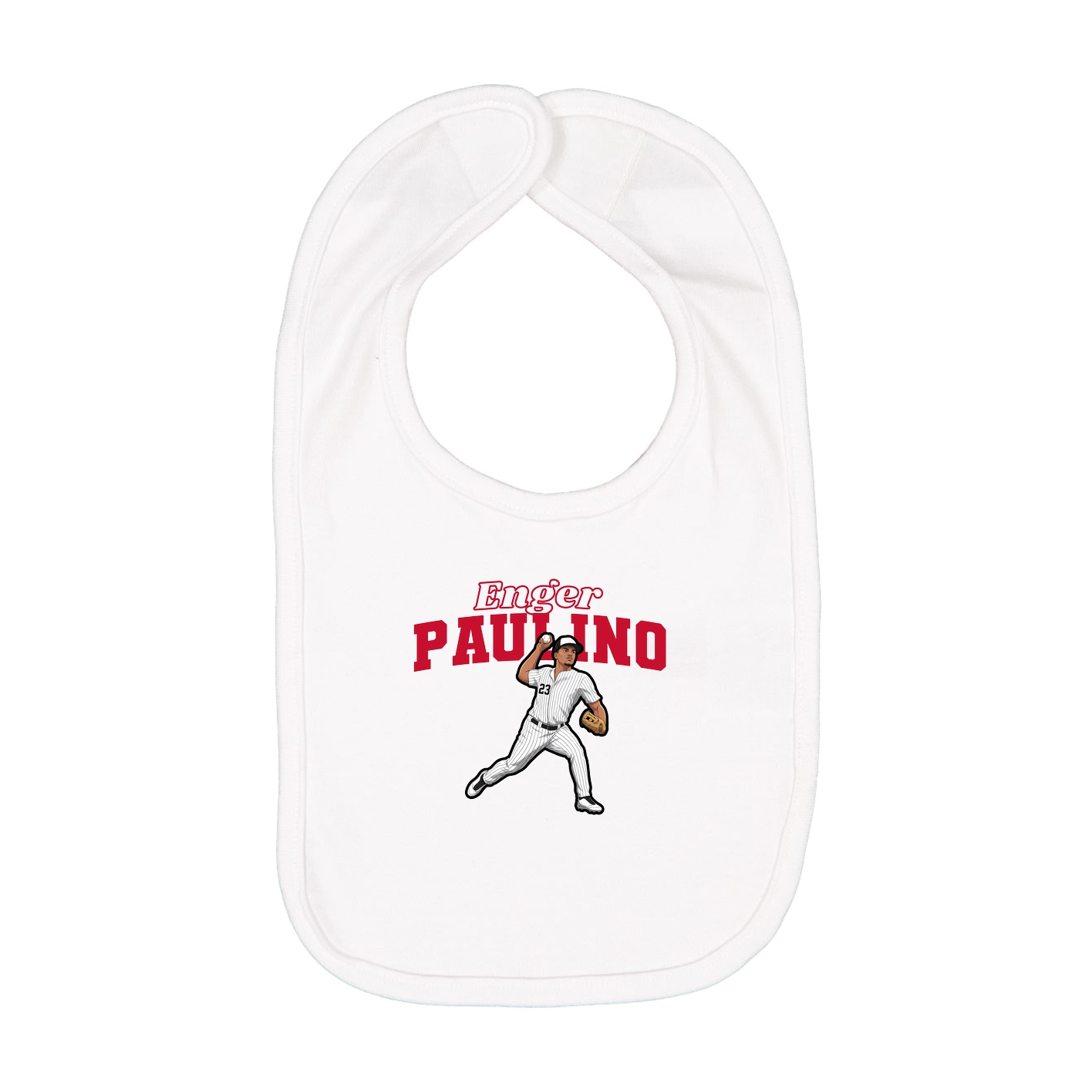 Infant Bib — Name Arch in White