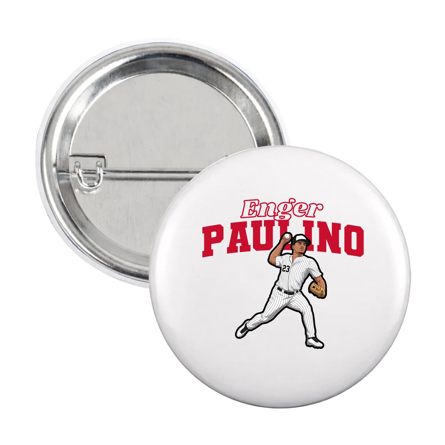Game Day Button — Name Arch in White