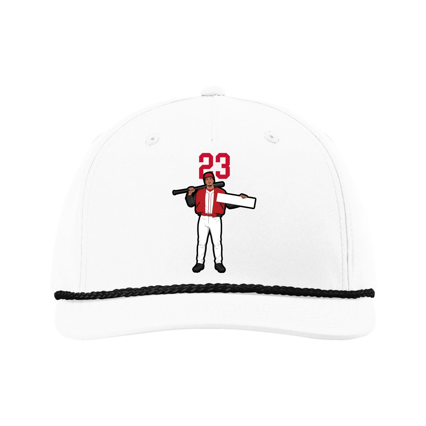 Five-Panel Classic Rope Cap — Number Top in White