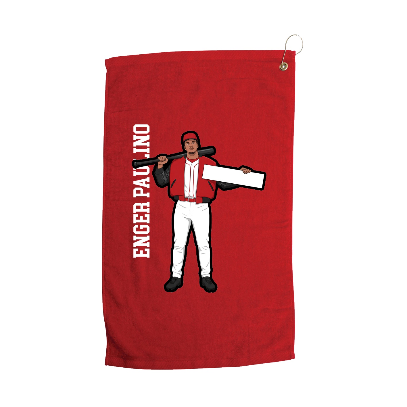 Golf Towel — Name Vertical in Red