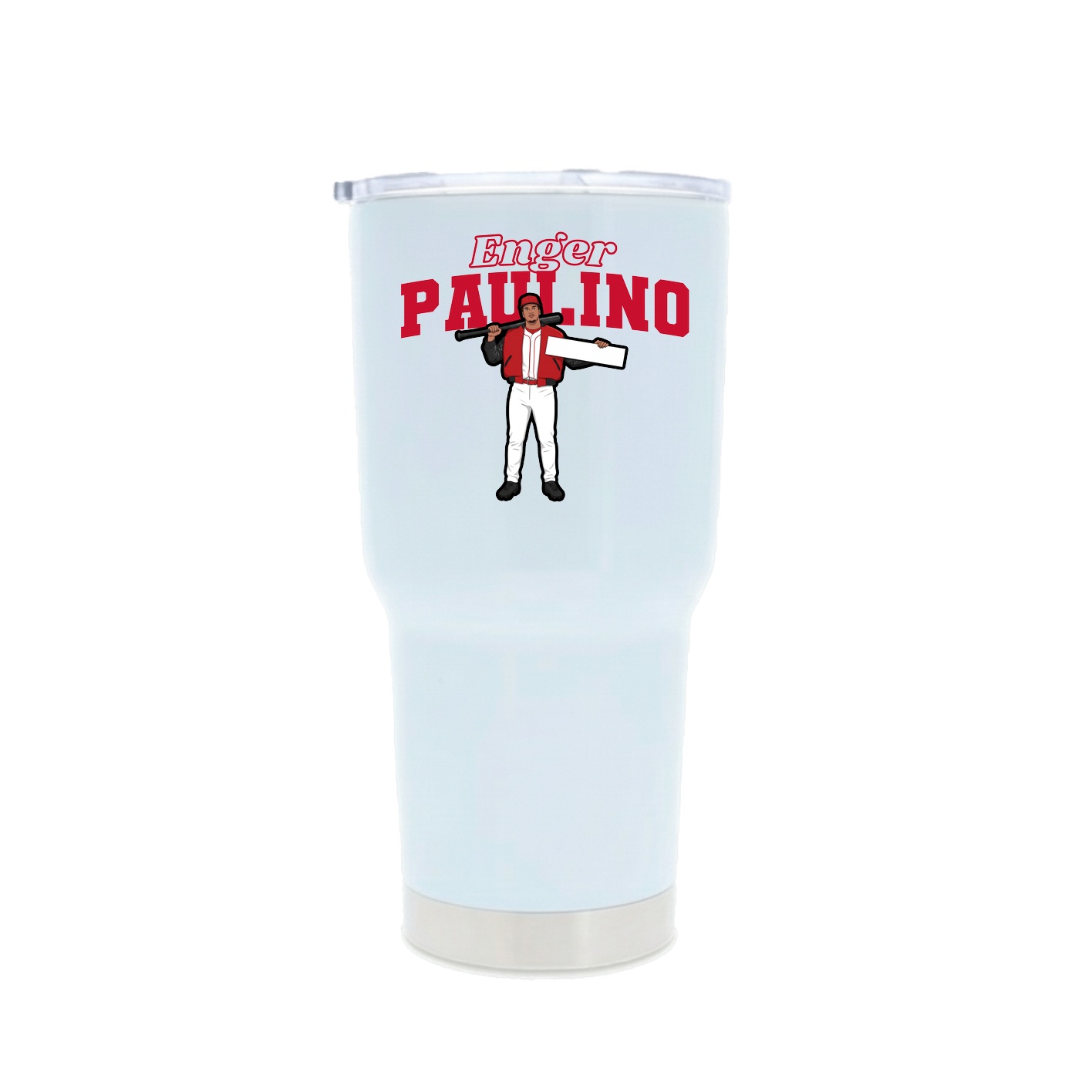 30oz Stainless Steel Tumbler — Name Arch in White