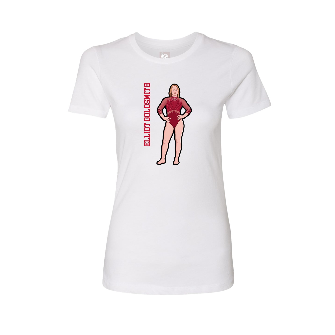 Fitted Women's Tee — Name Vertical in White