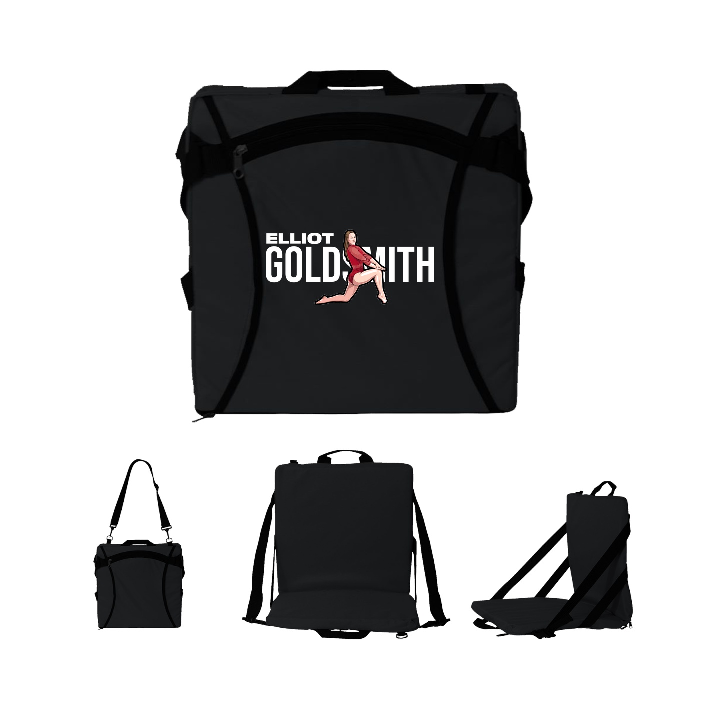 Folding Stadium Seat — Player Name in Black