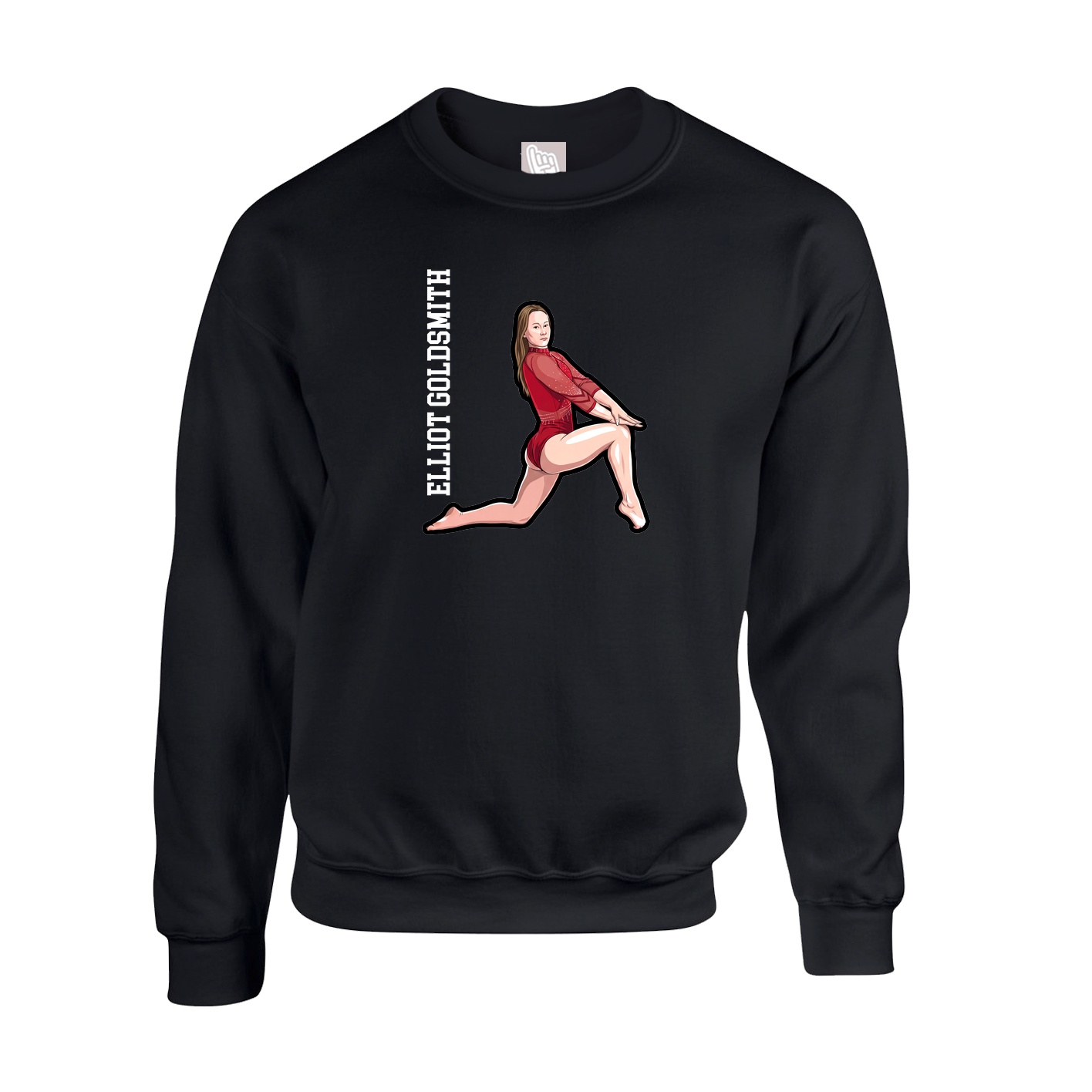 Fleece Crew — Name Vertical in Black