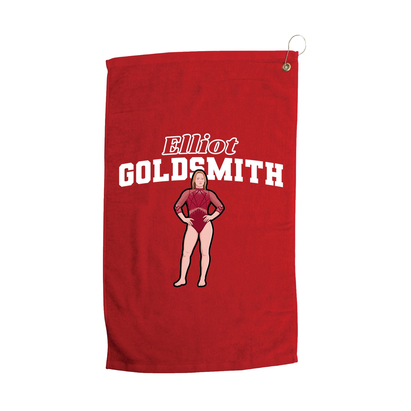 Golf Towel — Name Arch in Red