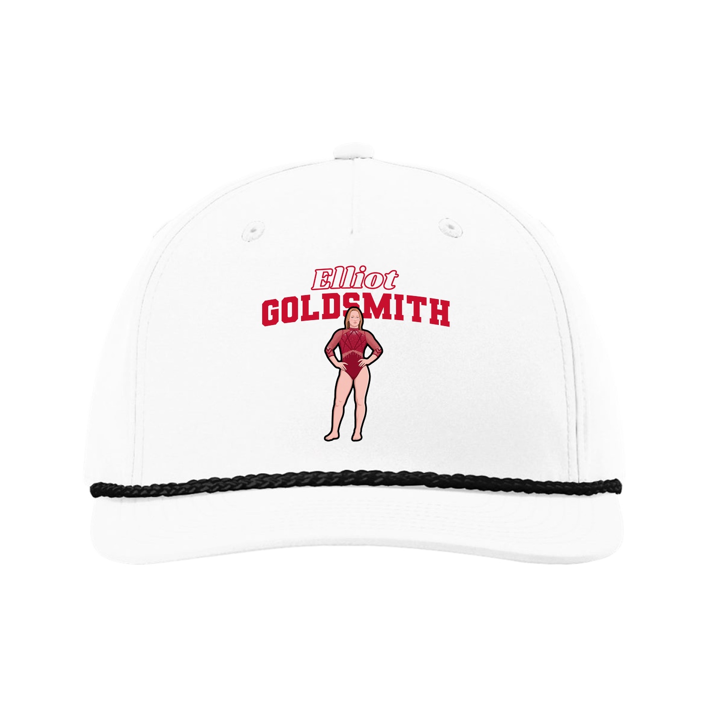 Five-Panel Classic Rope Cap — Name Arch in White