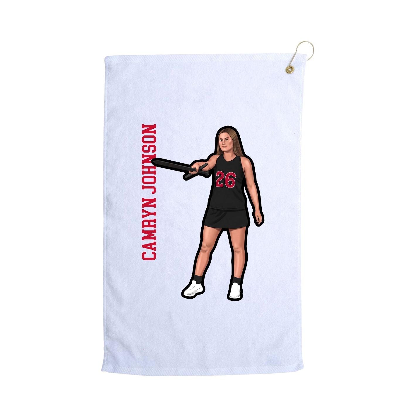 Golf Towel — Name Vertical in White