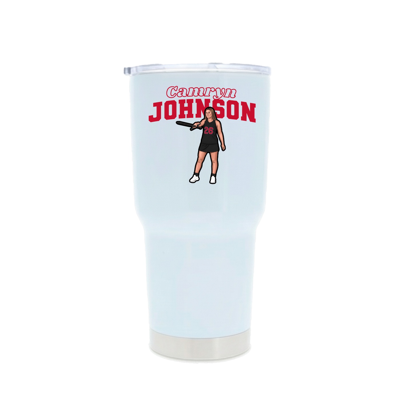 30oz Stainless Steel Tumbler — Name Arch in White