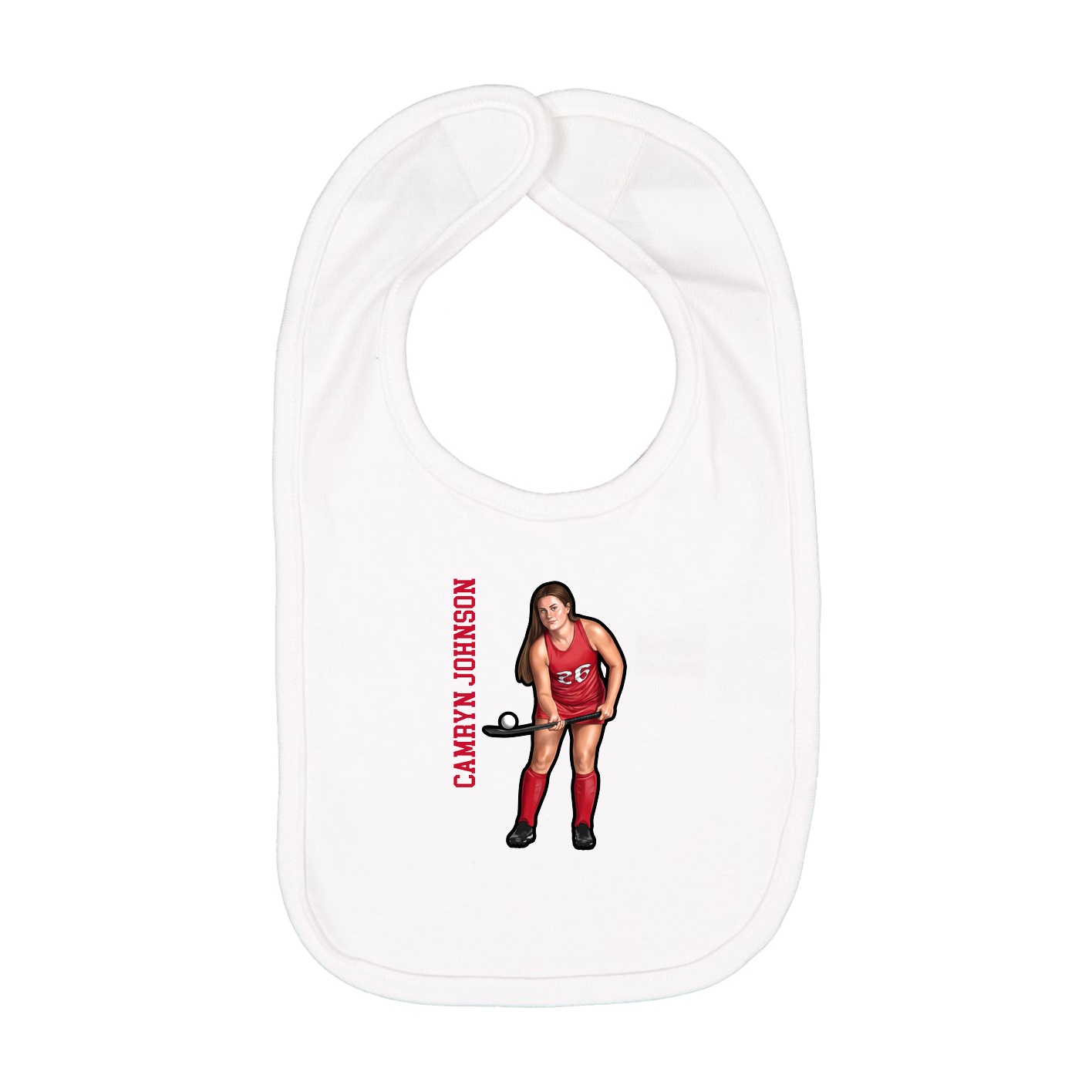 Infant Bib — Name Vertical in White