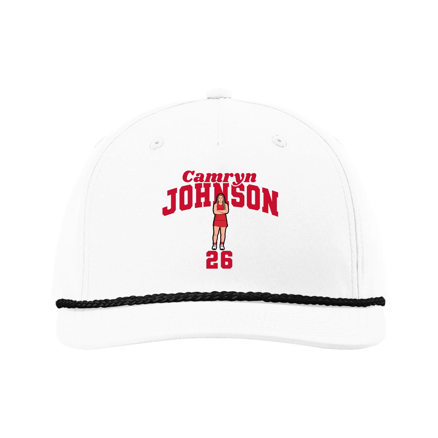 Five-Panel Classic Rope Cap — Signature Arch in White
