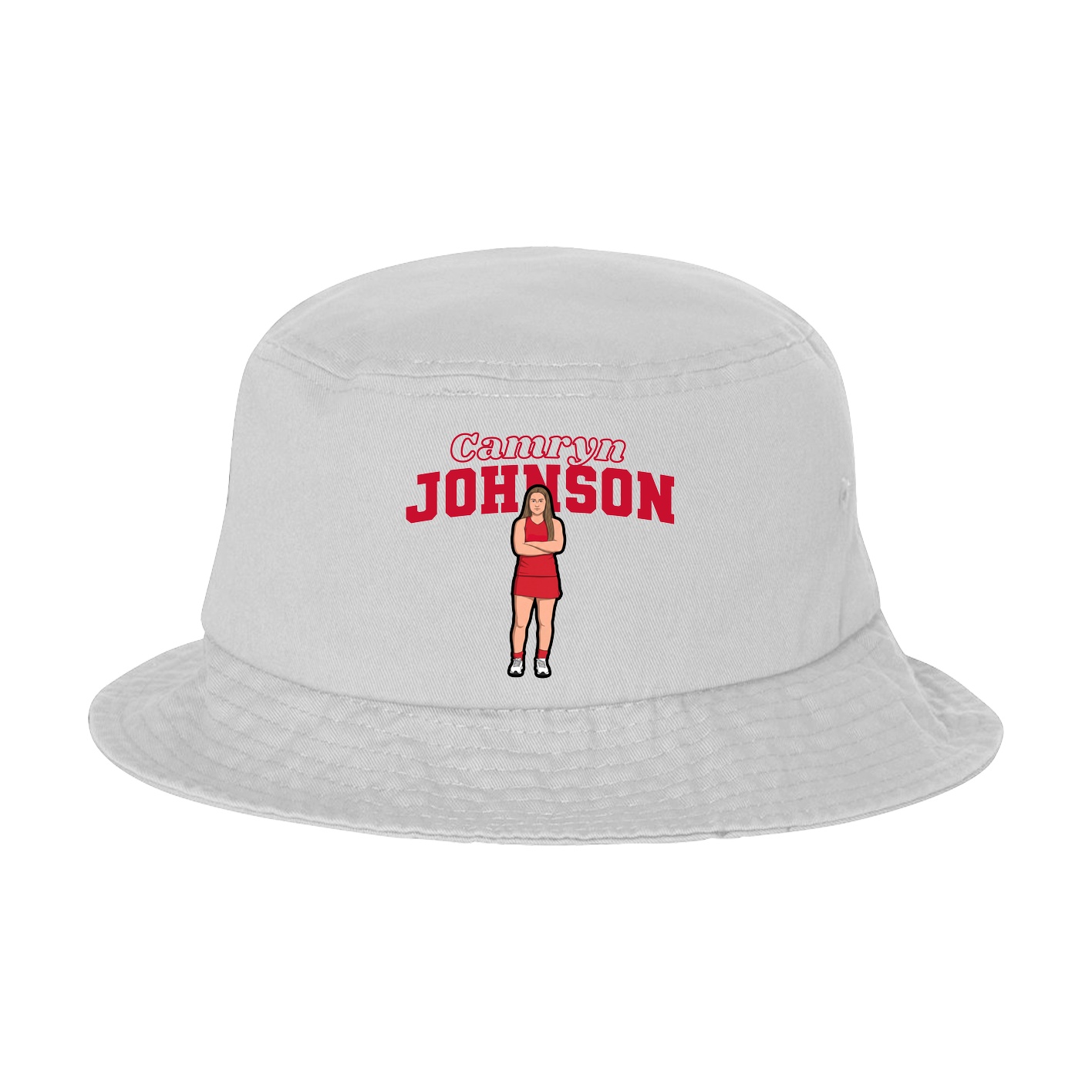 Bucket Cap — Name Arch in White