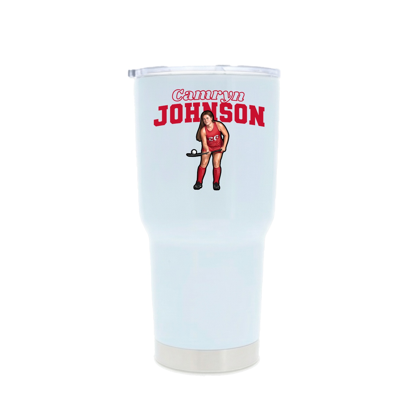 30oz Stainless Steel Tumbler — Name Arch in White