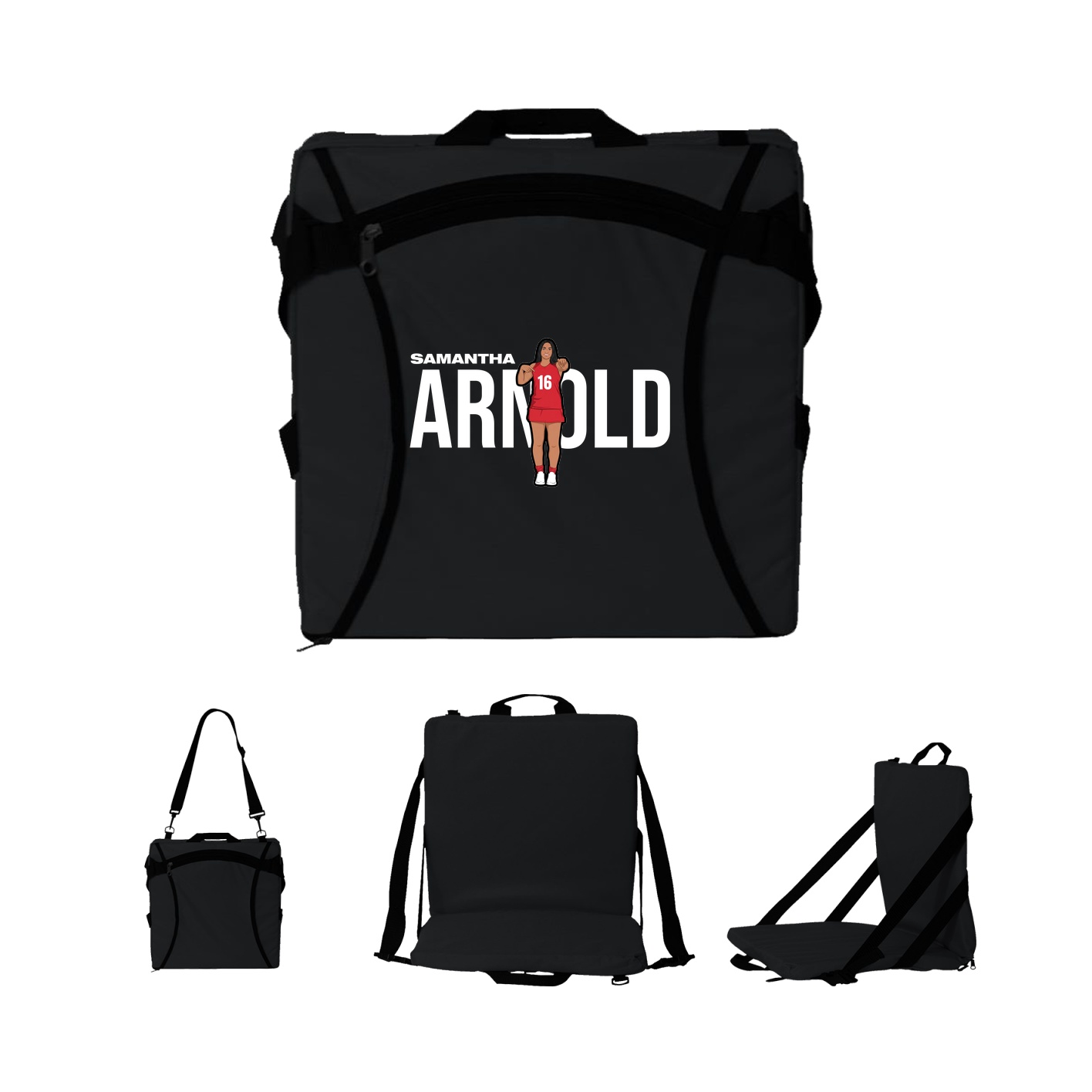 Folding Stadium Seat — Player Name in Black