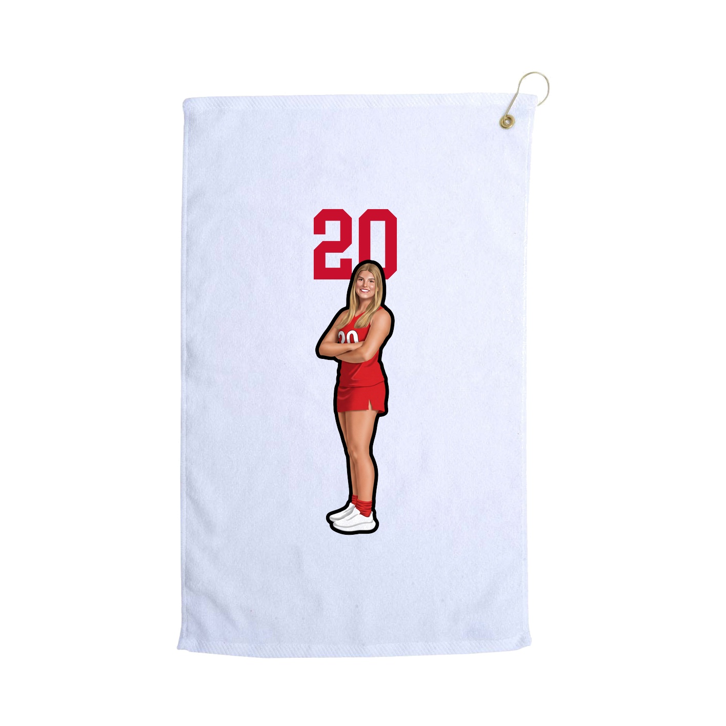 Golf Towel — Number Top in White