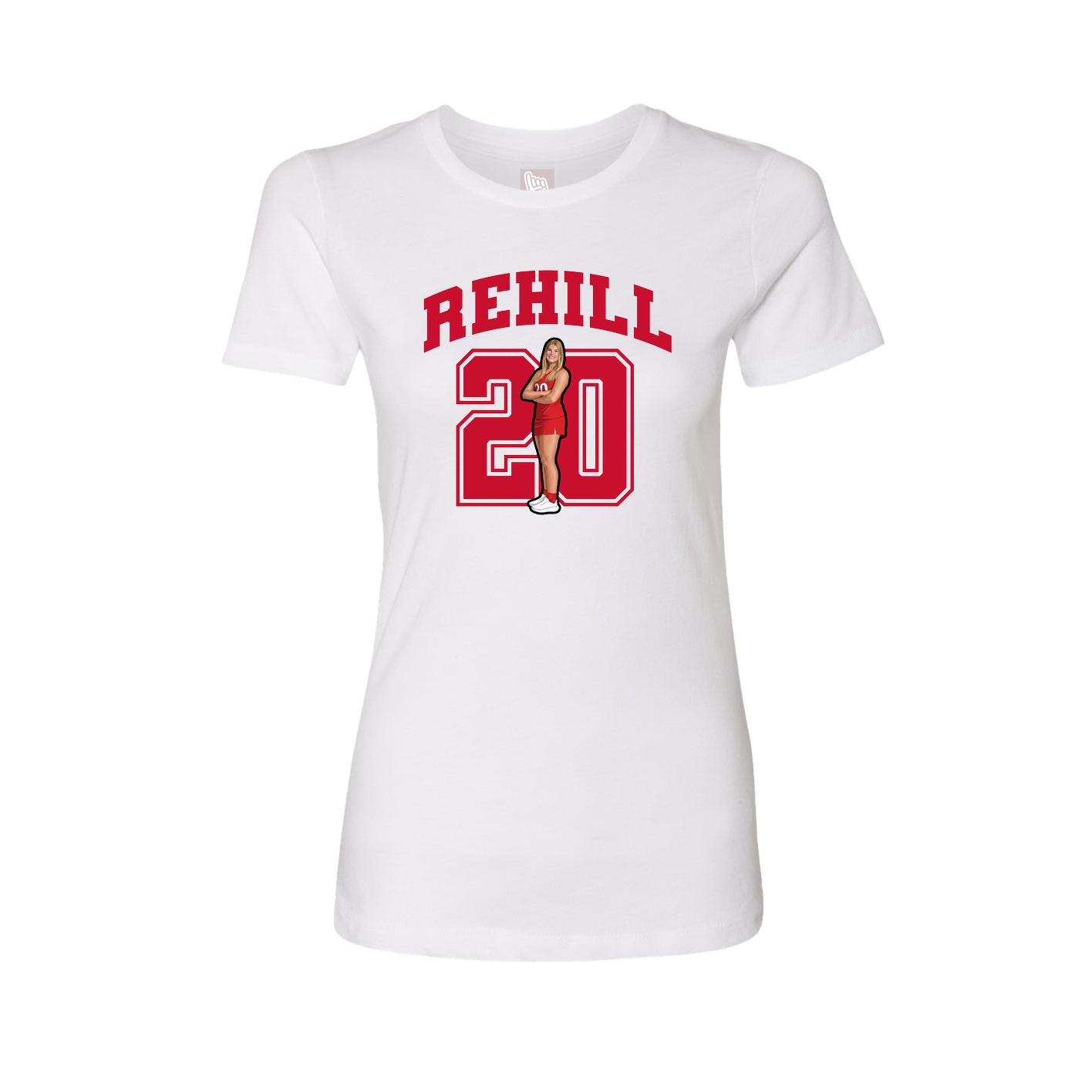 Fitted Women's Tee — Number in White
