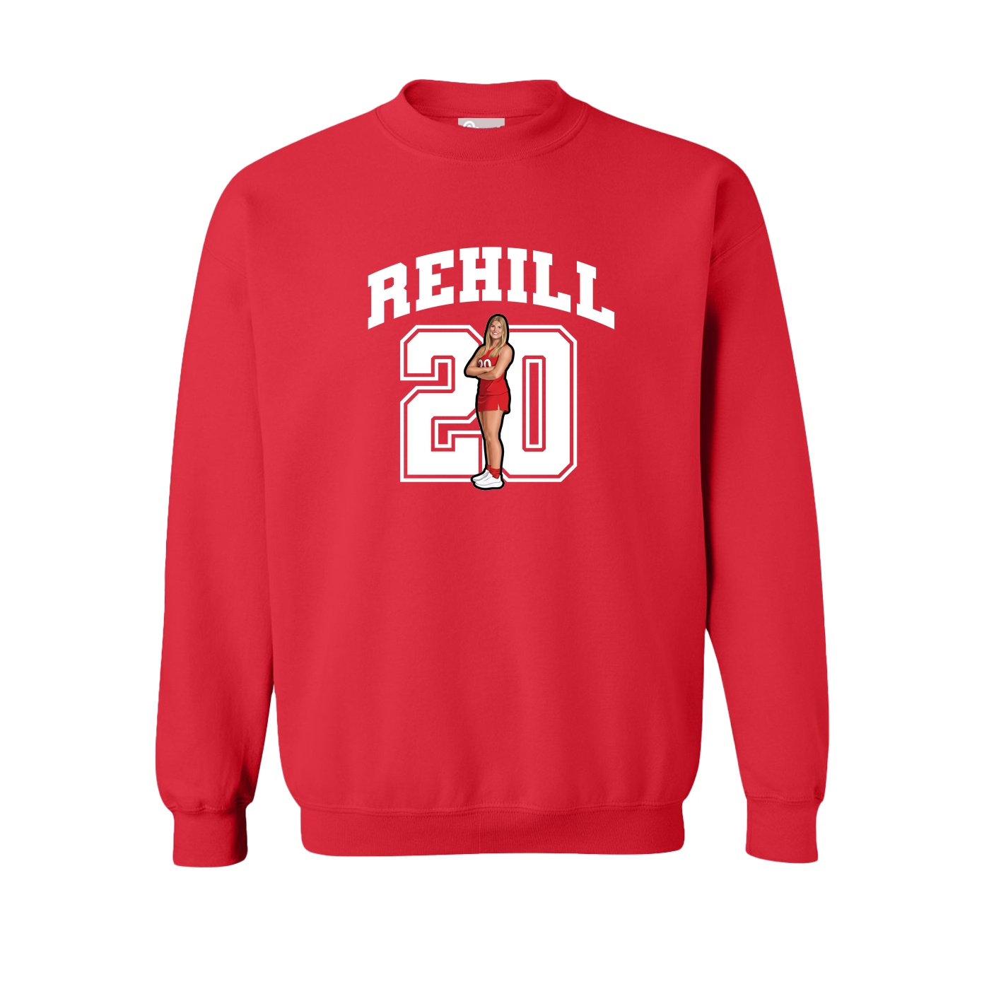 Fleece Crew — Number in Red