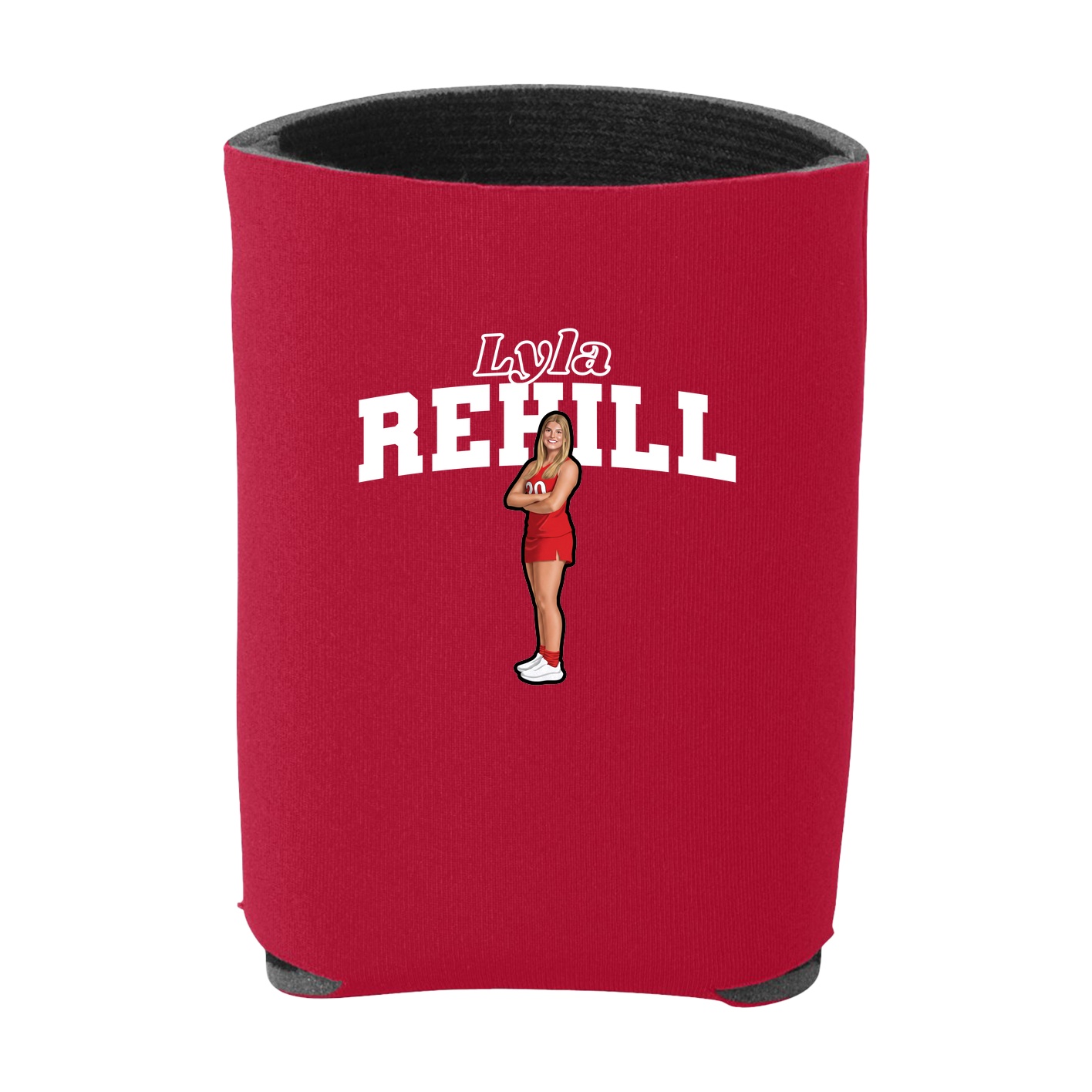 Can Holder — Name Arch in Red