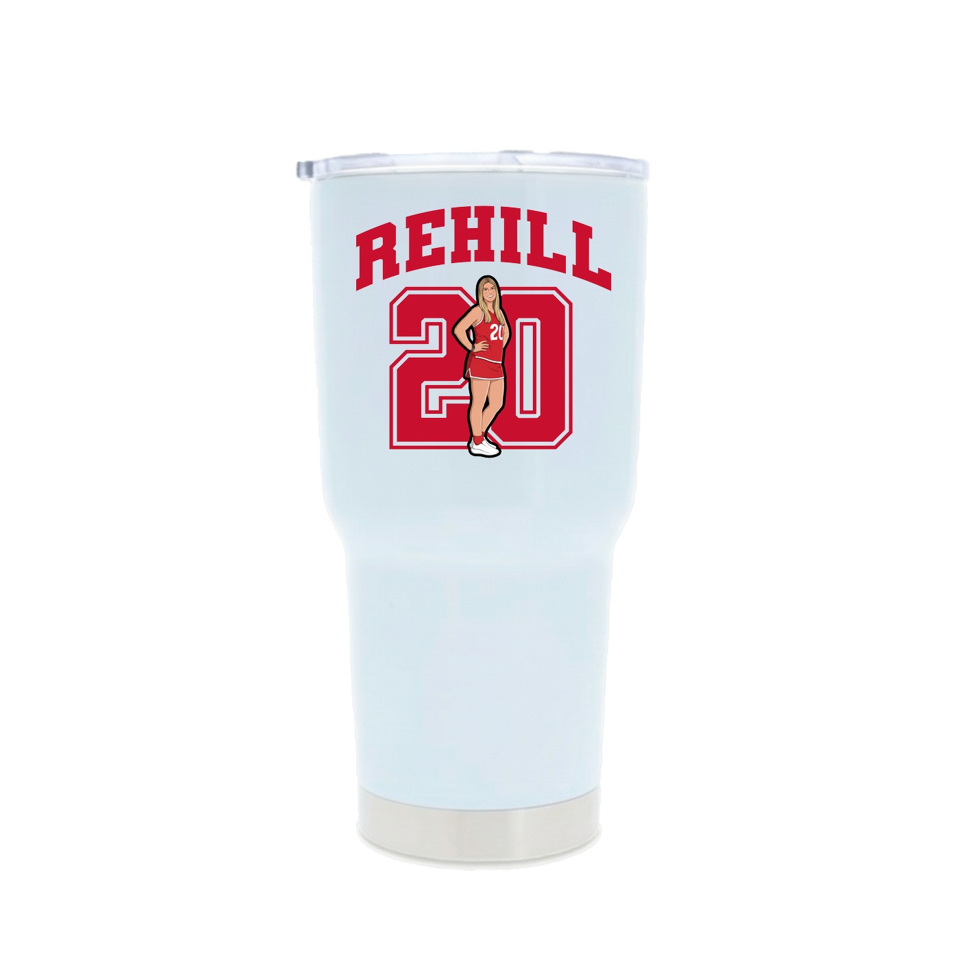 30oz Stainless Steel Tumbler — Number in White