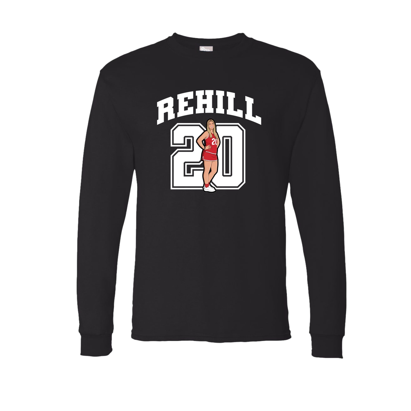 Long Sleeve Tee — Number in Black
