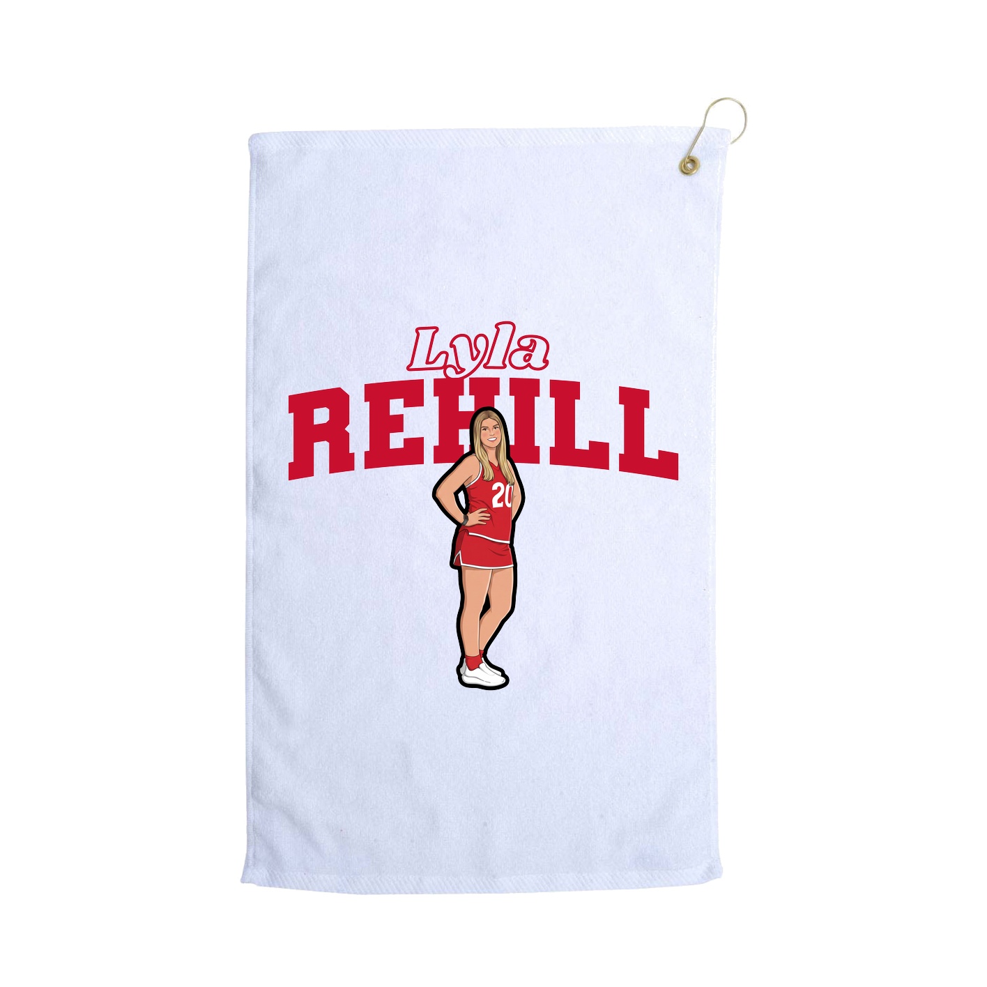 Golf Towel — Name Arch in White