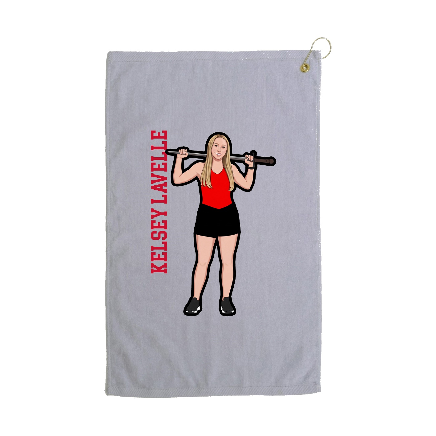 Golf Towel — Name Vertical in Grey