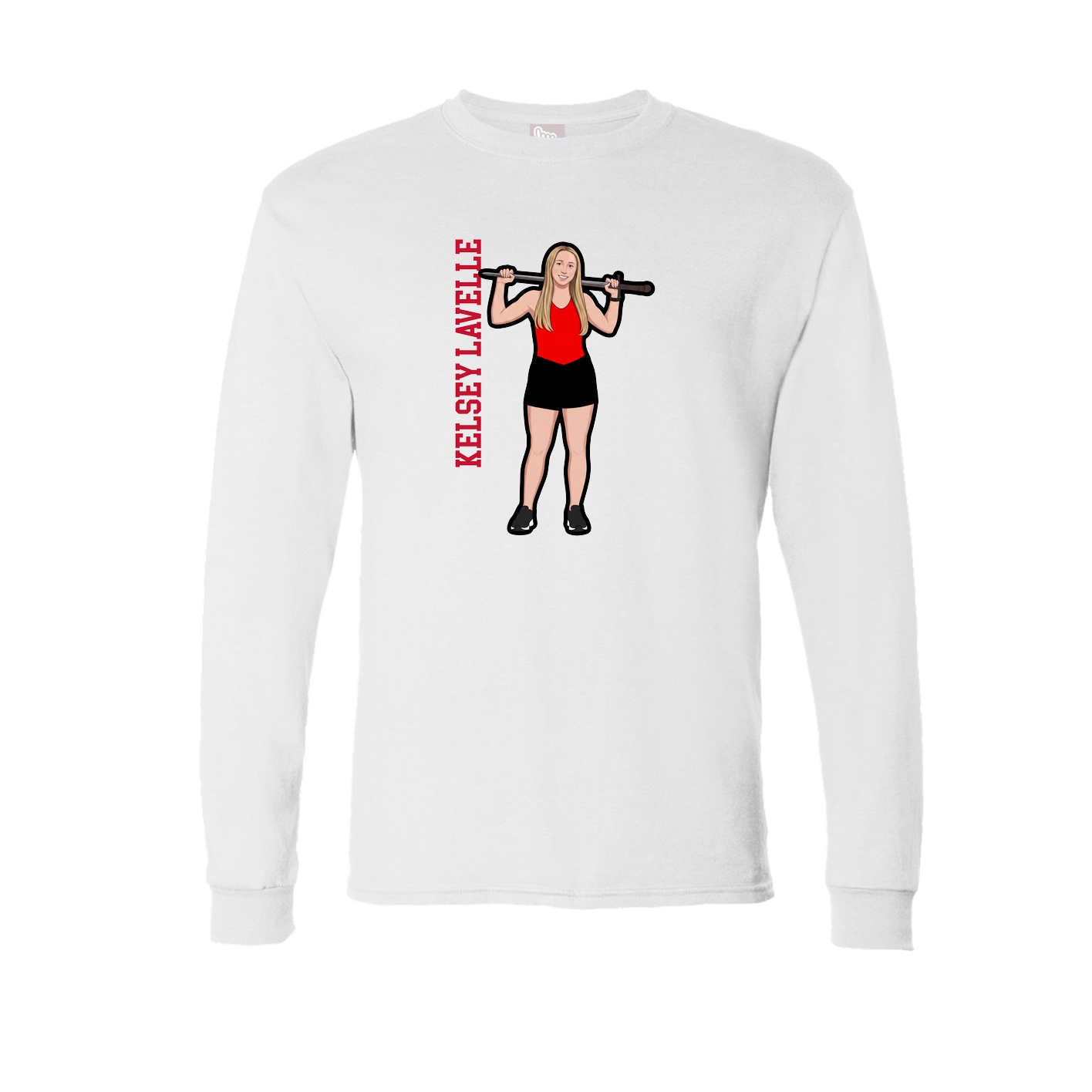 Long Sleeve Tee — Name Vertical in White