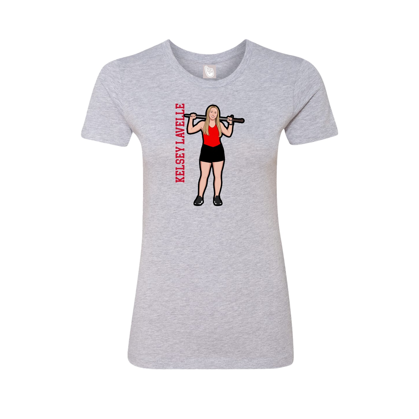 Fitted Women's Tee — Name Vertical in Grey