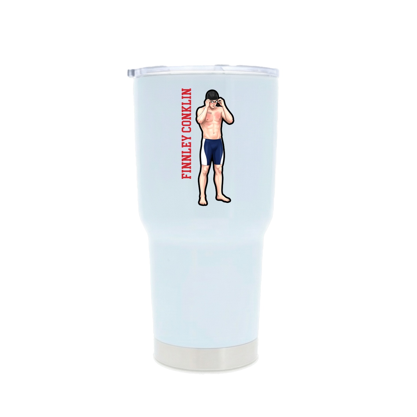 30oz Stainless Steel Tumbler — Name Vertical in White