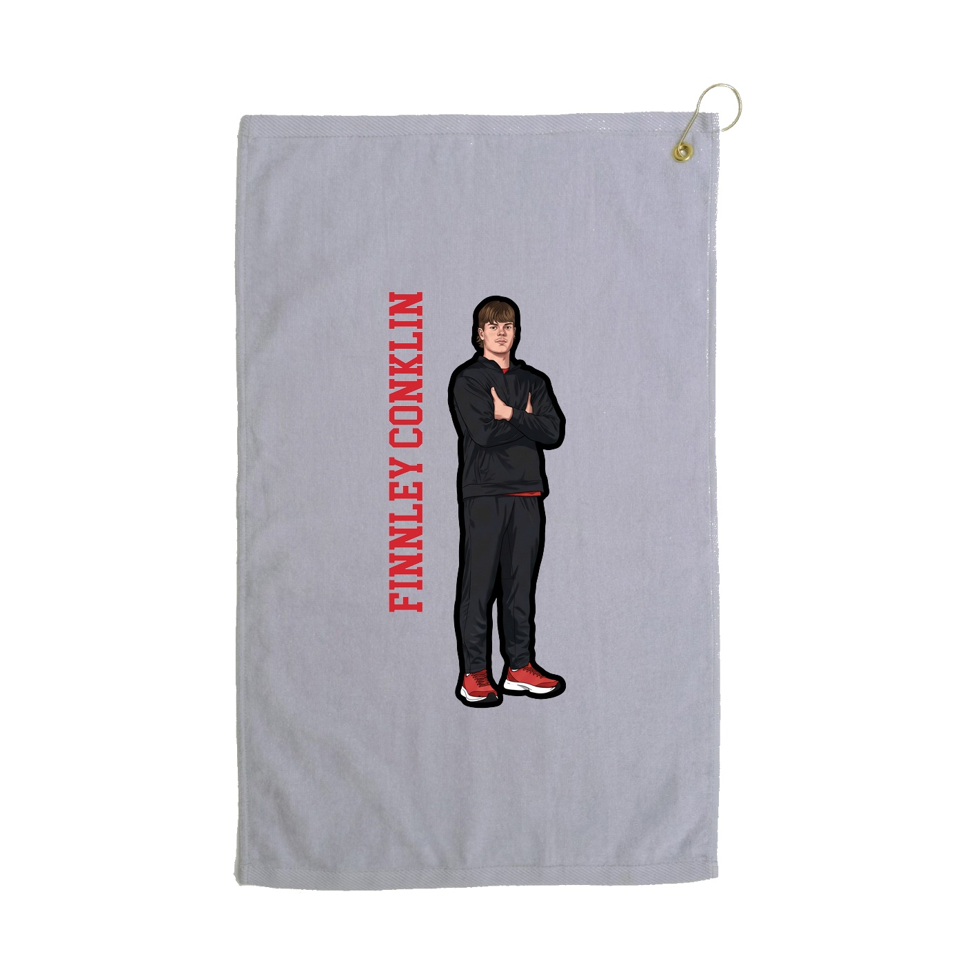 Golf Towel — Name Vertical in Grey