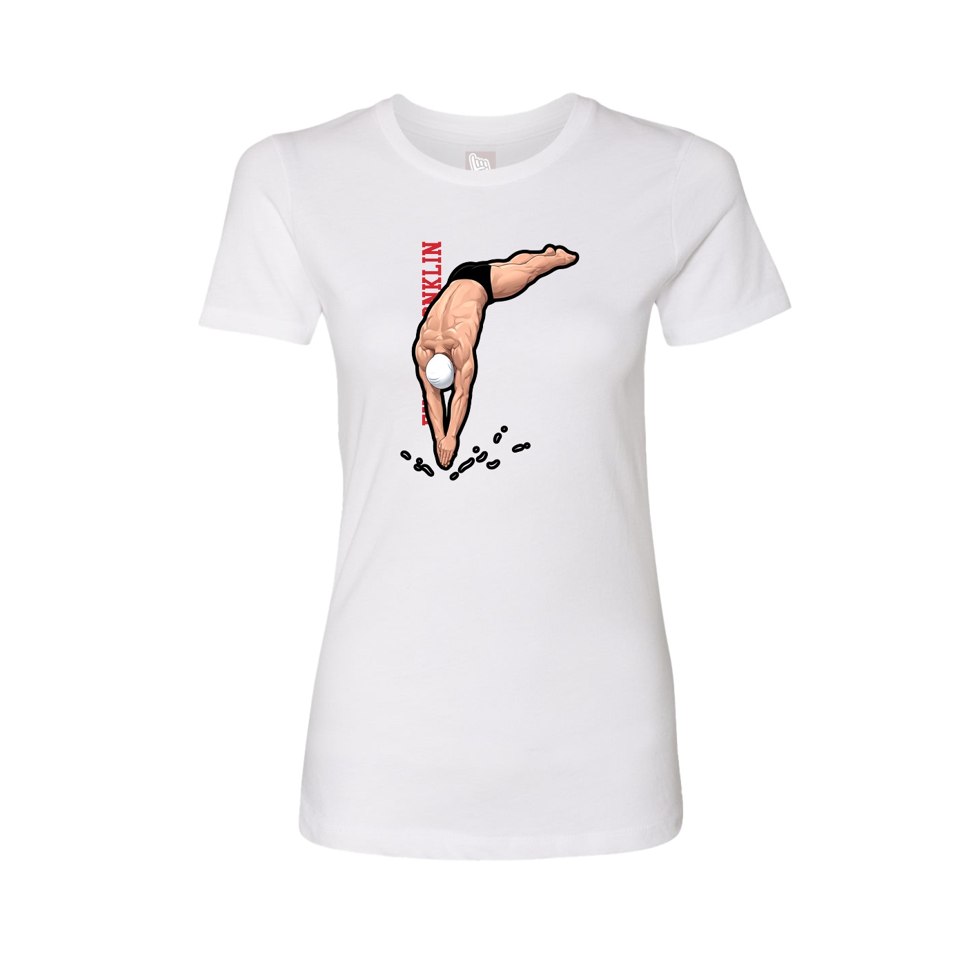 Fitted Women's Tee — Name Vertical in White