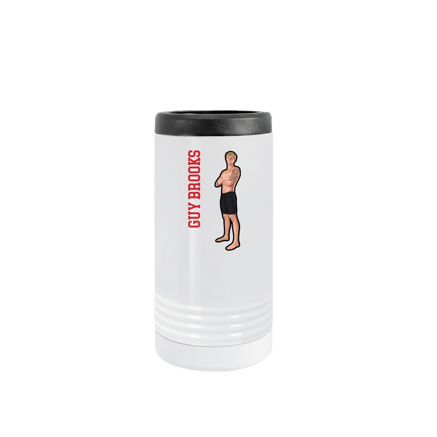Slim Beverage Holder — Name Vertical in White