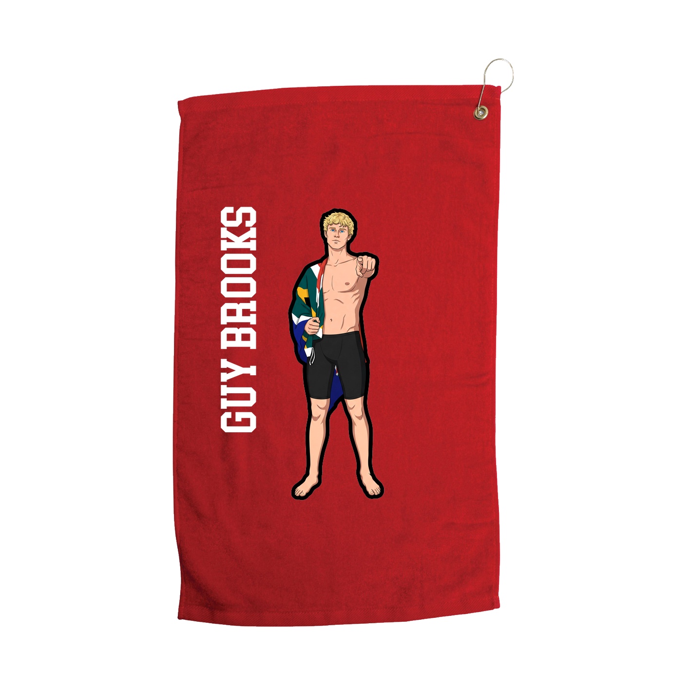 Golf Towel — Name Vertical in Red