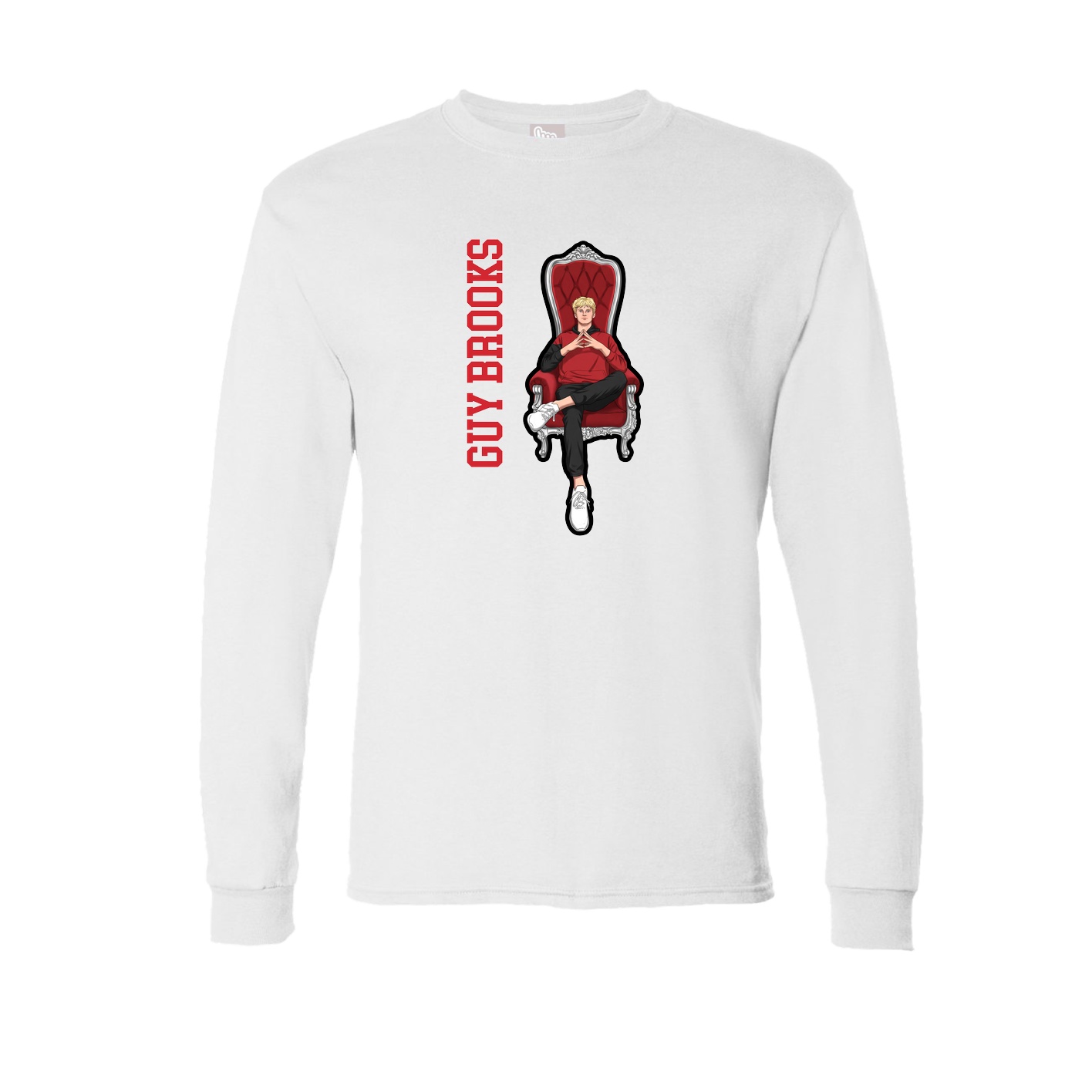Long Sleeve Tee — Name Vertical in White