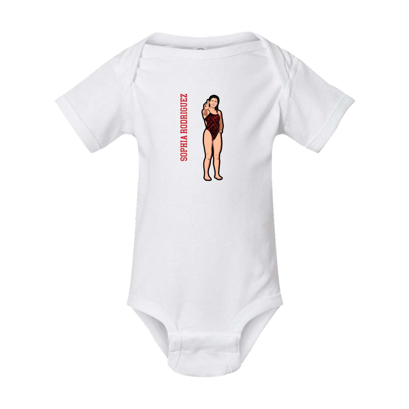 Baby Onesie — Name Vertical in White