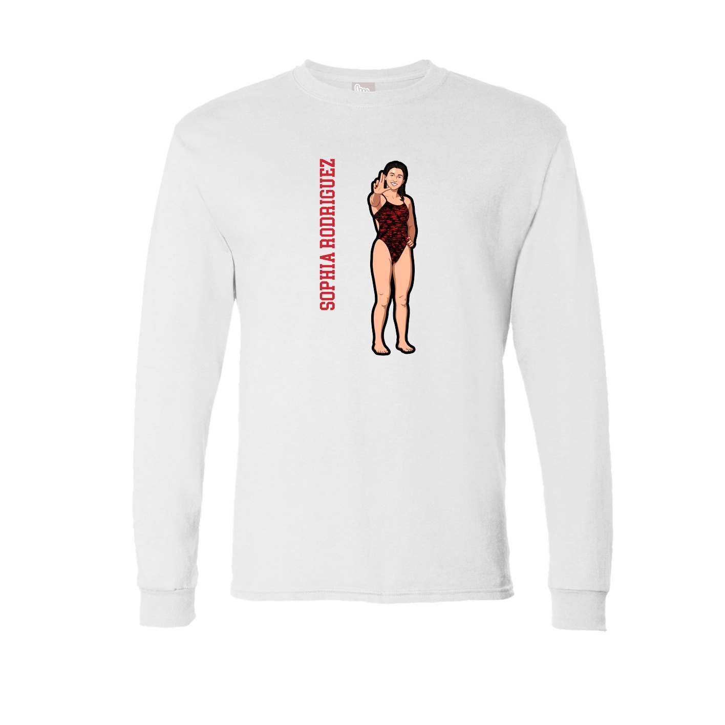 Long Sleeve Tee — Name Vertical in White