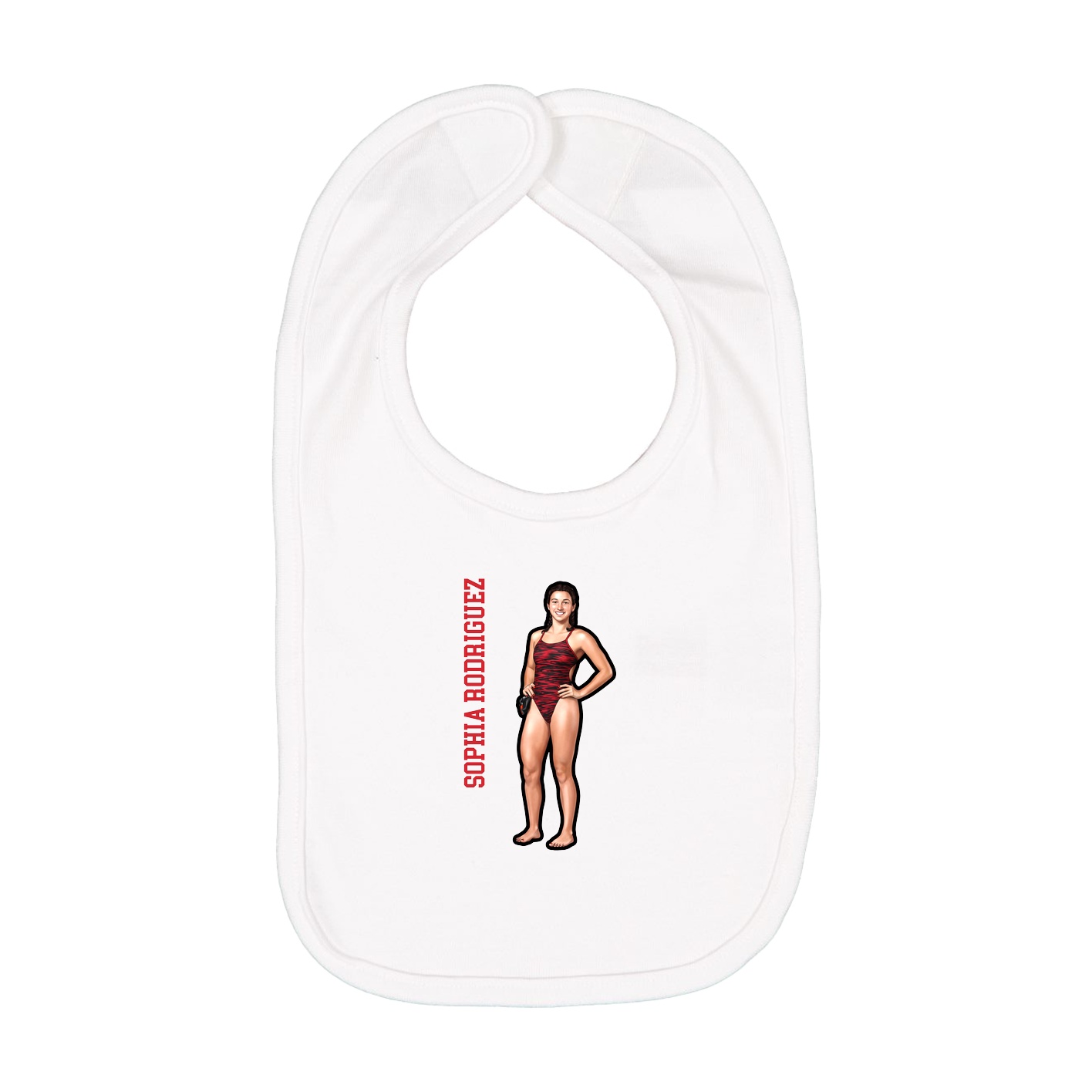 Infant Bib — Name Vertical in White