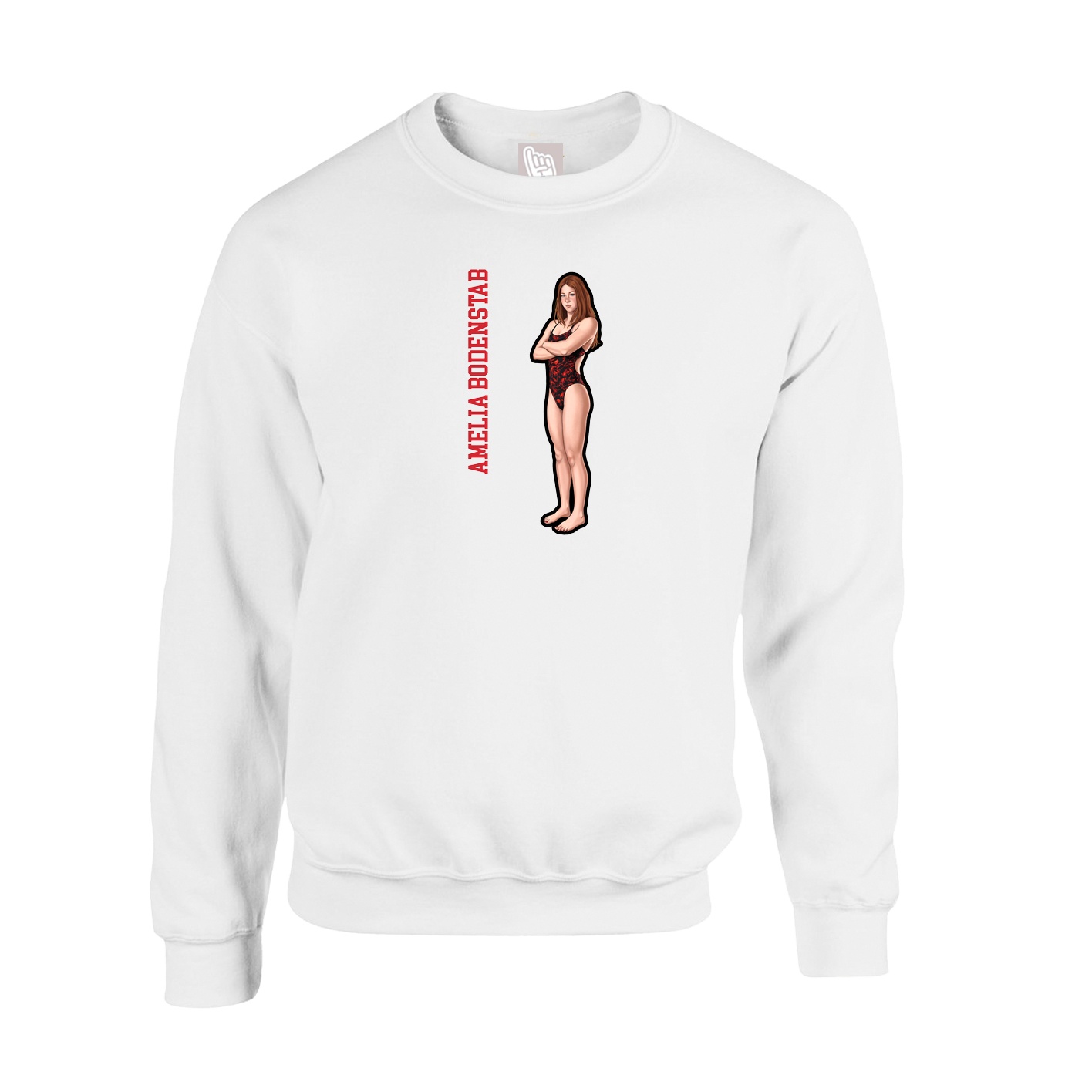 Fleece Crew — Name Vertical in White