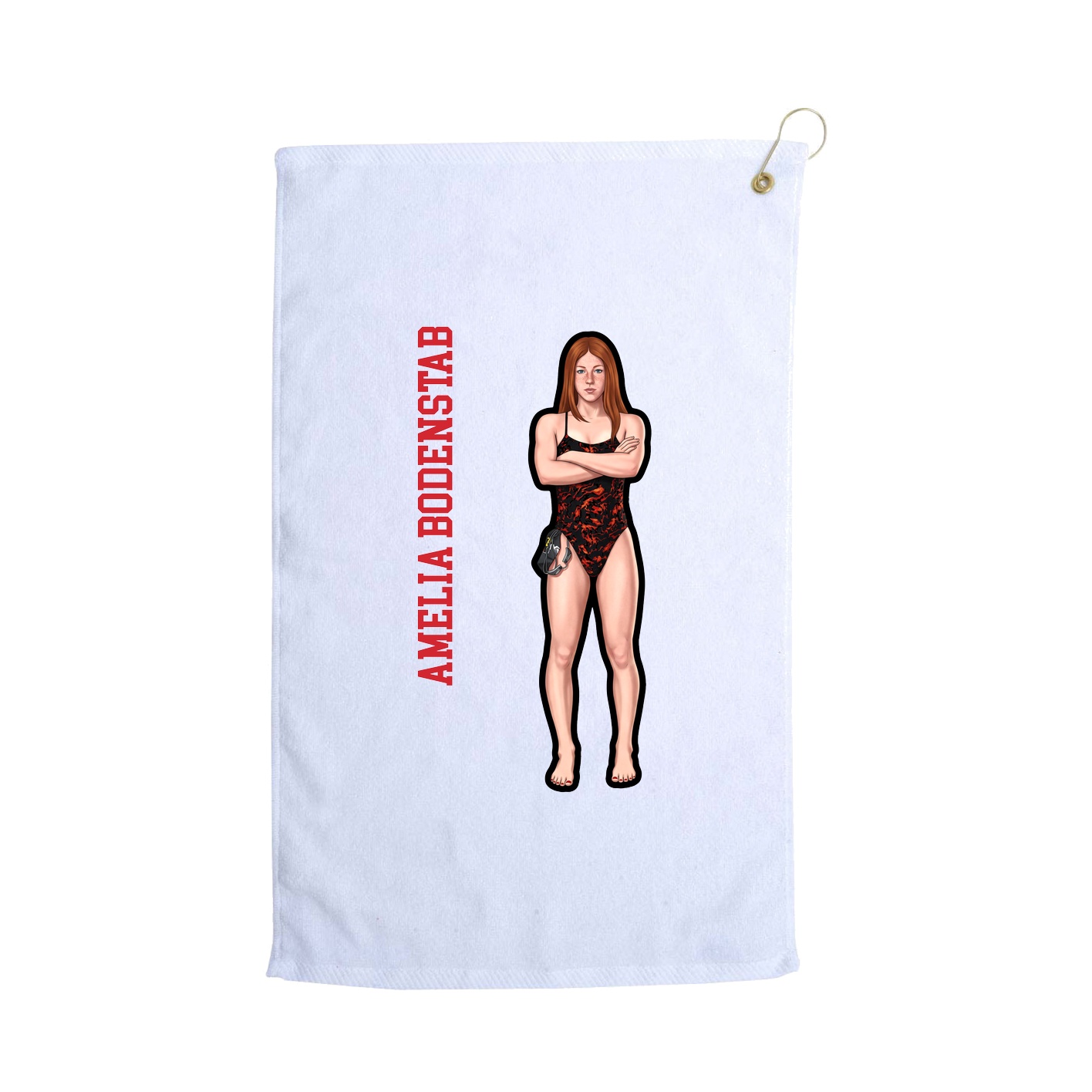 Golf Towel — Name Vertical in White