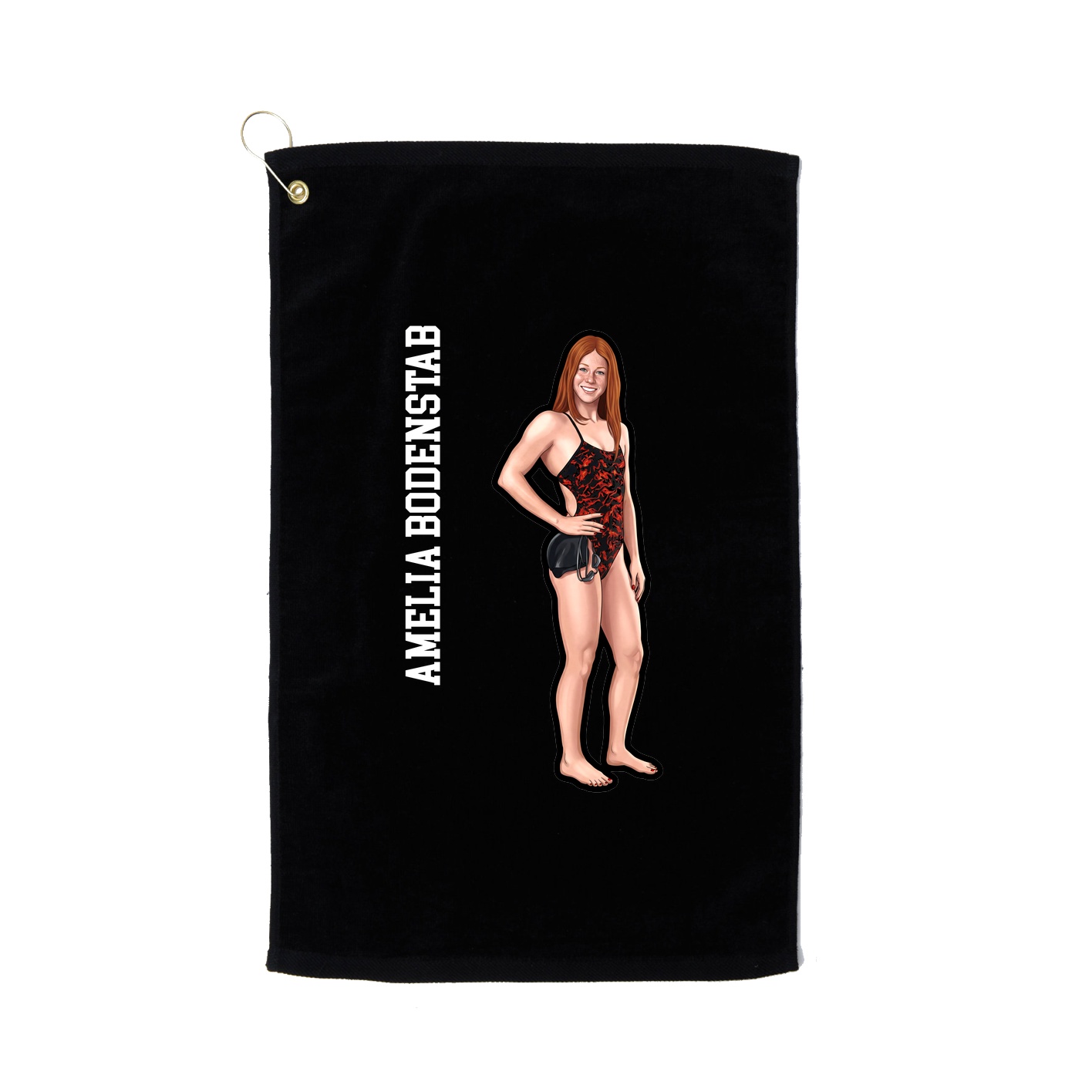Golf Towel — Name Vertical in Black