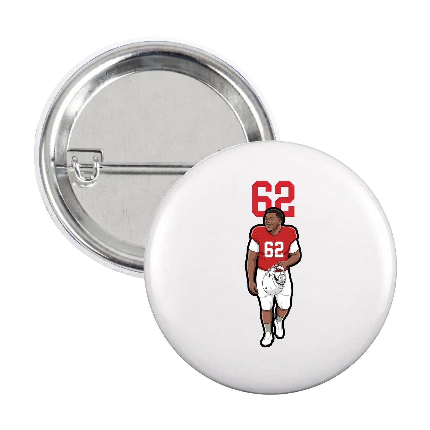 Game Day Button — Number Top in White