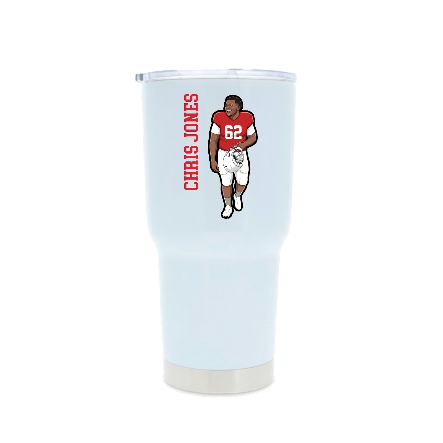 30oz Stainless Steel Tumbler — Name Vertical in White