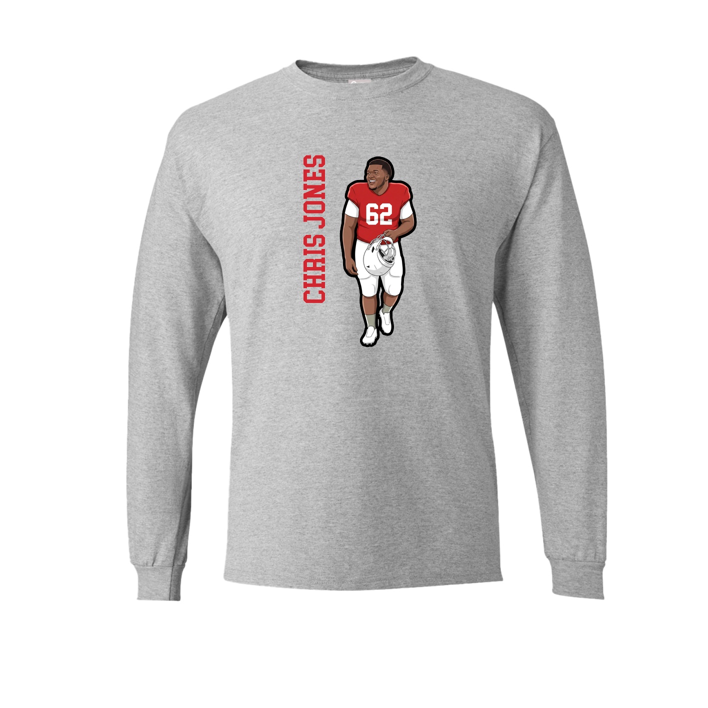 Long Sleeve Tee — Name Vertical in Grey