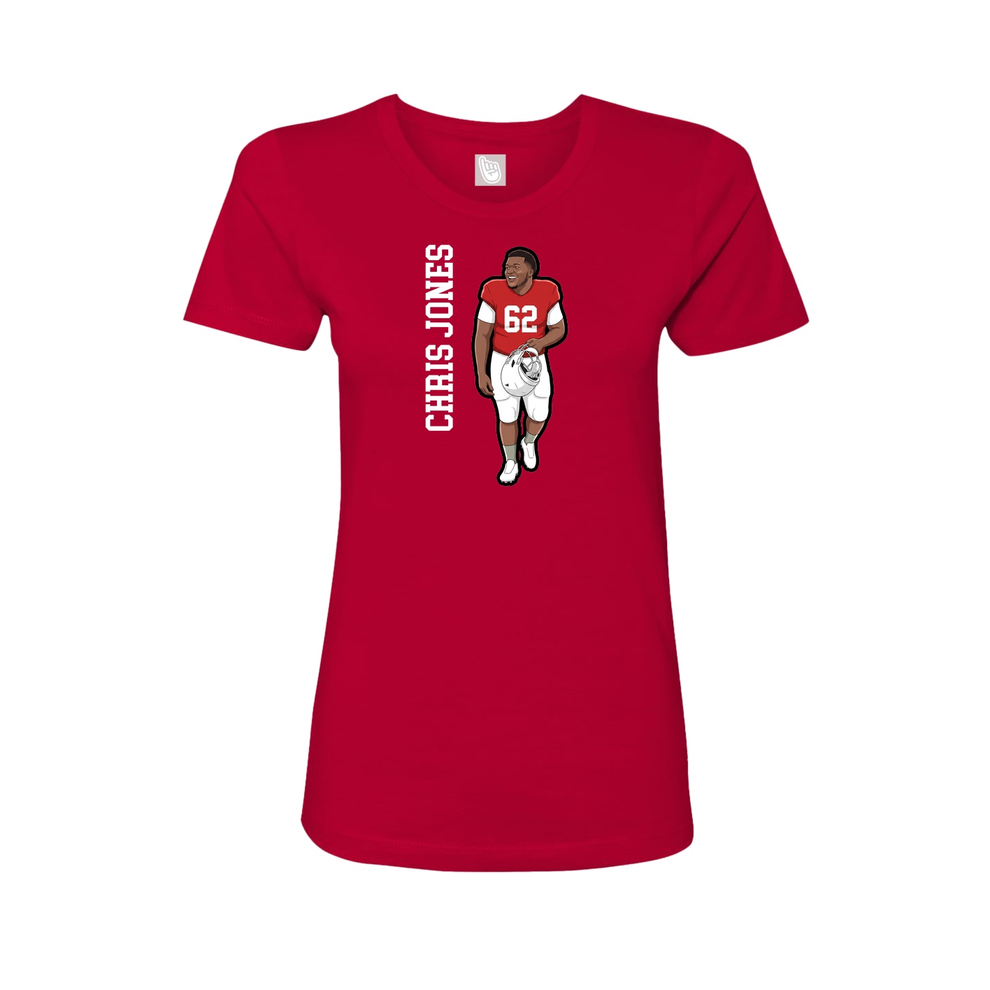 Fitted Women's Tee — Name Vertical in Red