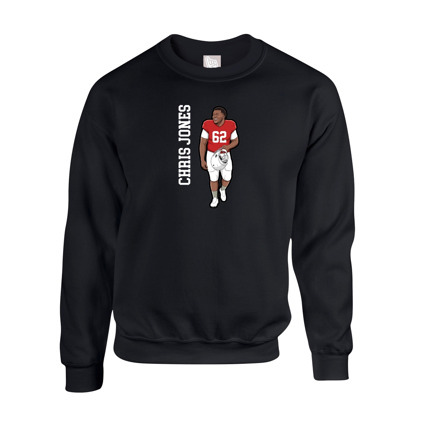 Fleece Crew — Name Vertical in Black