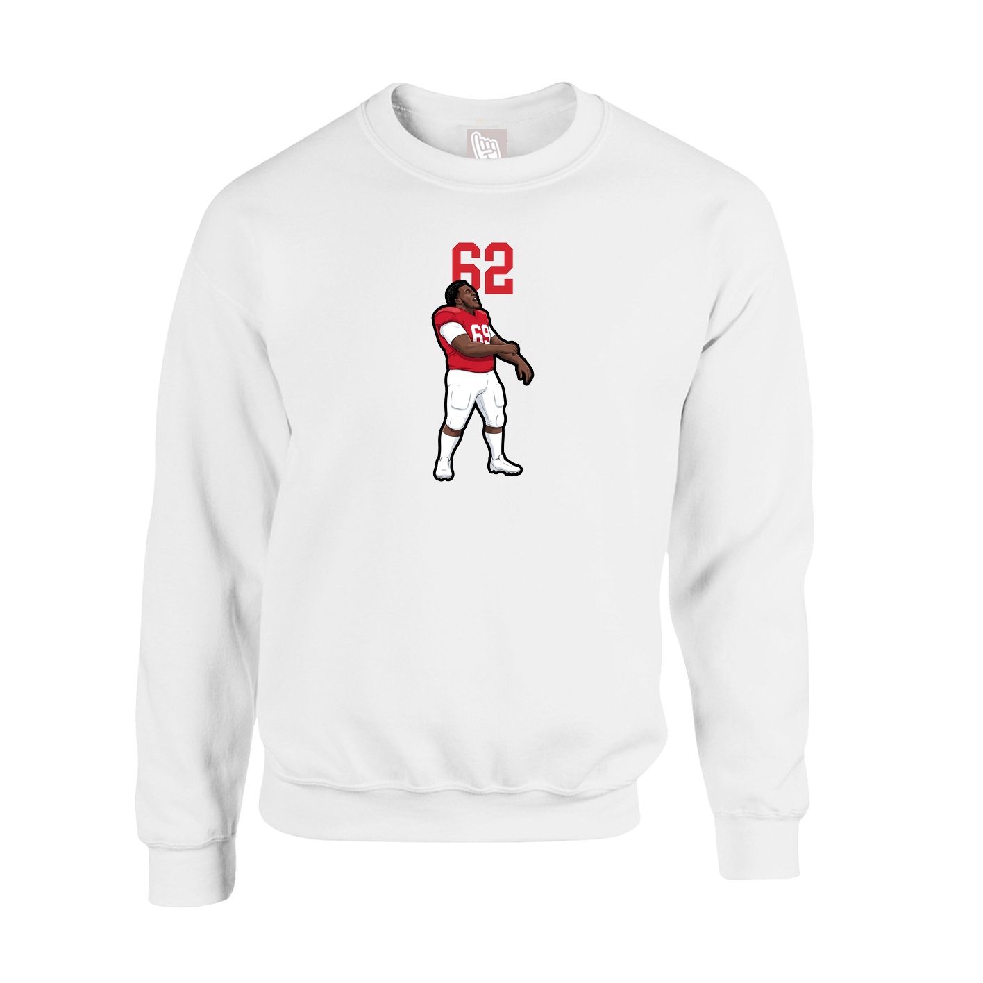 Fleece Crew — Number Top in White