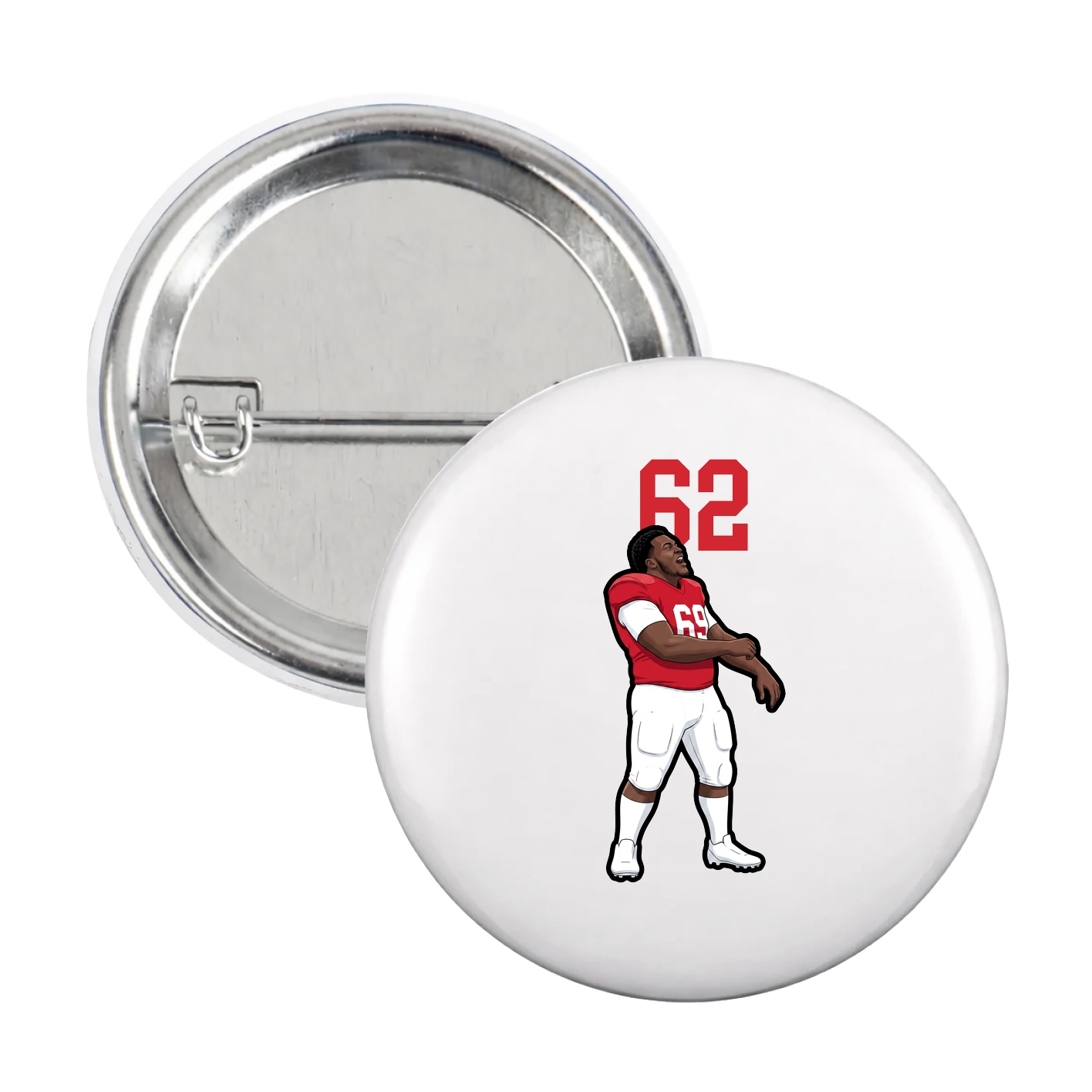 Game Day Button — Number Top in White