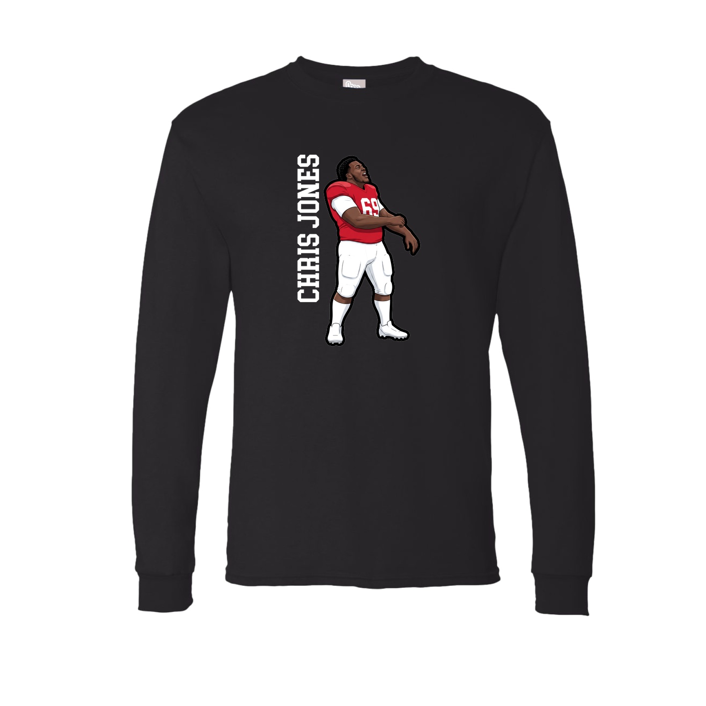 Long Sleeve Tee — Name Vertical in Black